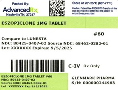Eszopiclone 1mg #60 (Eszopiclone 1mg 80425 0407 02)